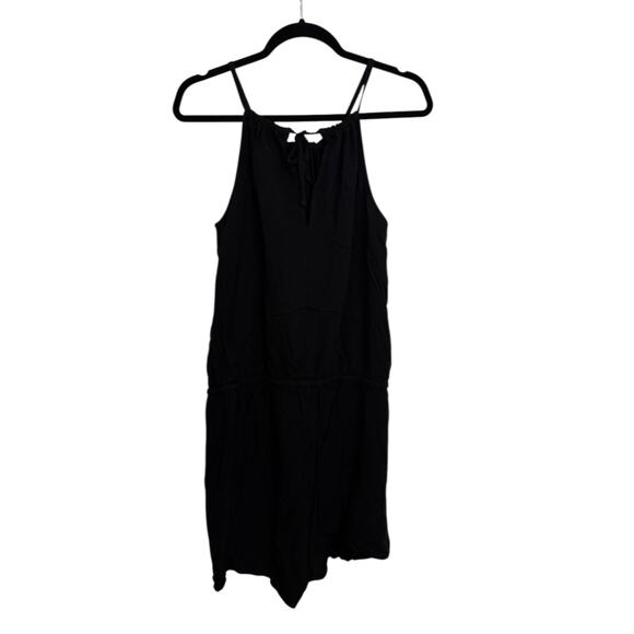 Old Navy Romper Womens Large Sleeveless Halter Neck Twill Black Jack Tie Waist - Picture 5 of 8